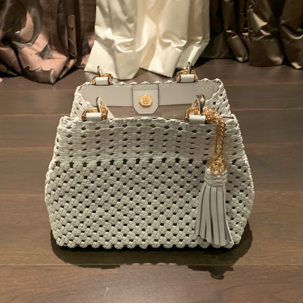 Michael Kors white braided handbag